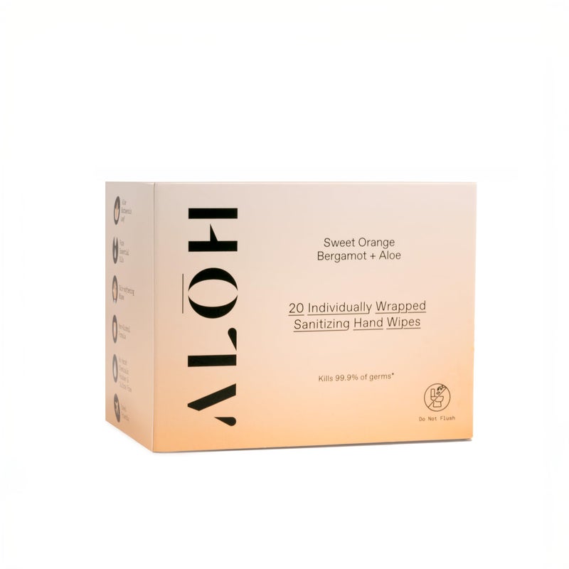 مناديل اليد المعقمة الناعمة من ALH برائحة البرتقال الحلو والبرغموت - علبة تحتوي على 20 منديل فردي مغلف