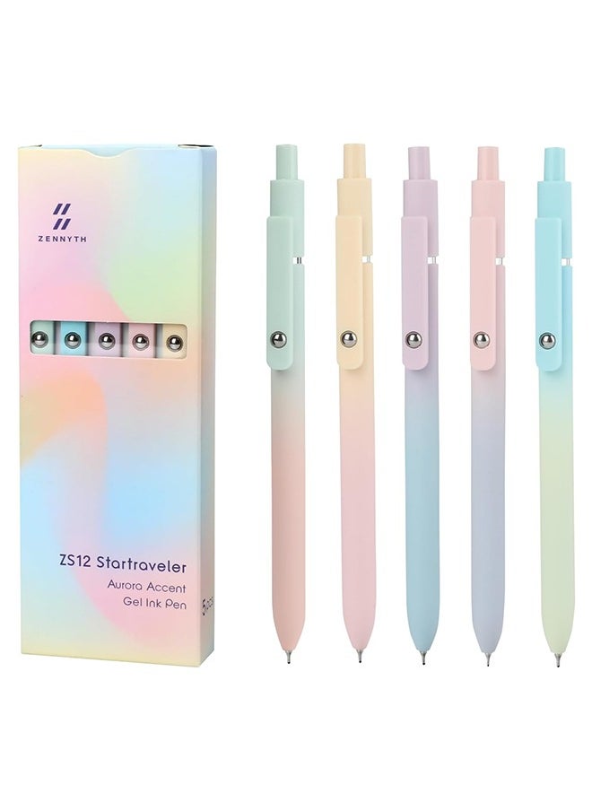 Generic 5 Pcs  Rollerball Pens Gel Pens, Retractable Quick Dry Gel Ink Pen, 0.7mm Black Ink Rolling Ball Gel Pens, Cute Gel Pens for Home School Office Supplies (5 Assorted Colors)  - Image 1