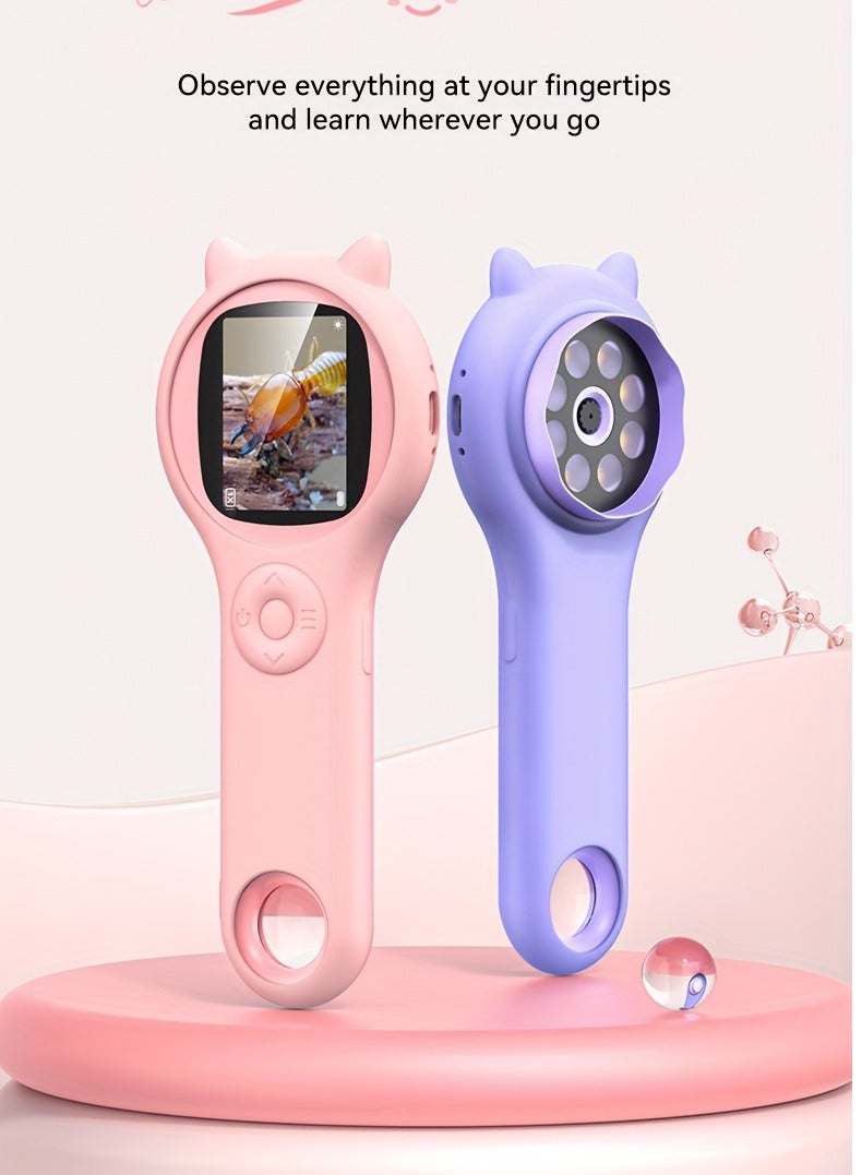 مجهر بصري صغير للأطفال مع وظيفة الصور والفيديو 500x مراقبة العالم المجهري العلوم الأطفال الألعاب التعليمية - Image 2