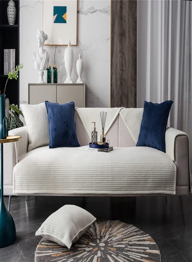 vctops Velvet Plush Sectional Couch Covers Super Soft Solid Sofa Cover Striped Non Slip Sofa Slipcovers Luxury Thick Furniture Protector for Dogs Cats Pet (Cream Stripe,28"x28") - Image 2