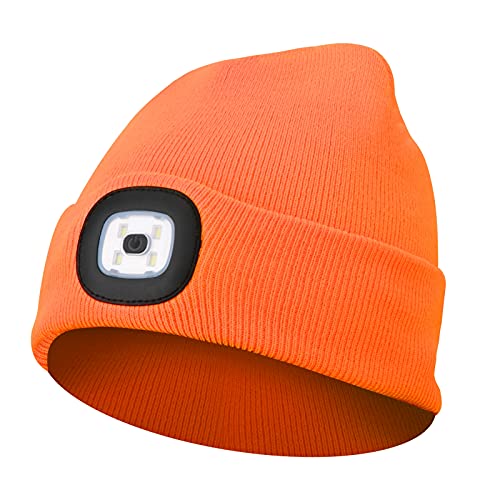 Miserwe Beanie Hat with Light Unisex LED Beanie Hat Headlamp Beanie USB Rechargeable Running Hat Alpine Cap Flashlight Beanie Gifts for Dad,Gift for Men and Women - Image 1