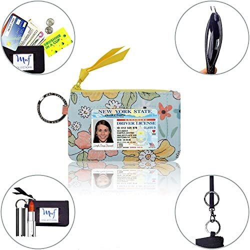 MNF Collections Lanyard with Wallet - Zip ID Case with Lanyard - ID Holder for Cash, Cards, Coin - Durable Card Holder Keychain with Zippers - Premium Quality Cotton - Serene - Image 3