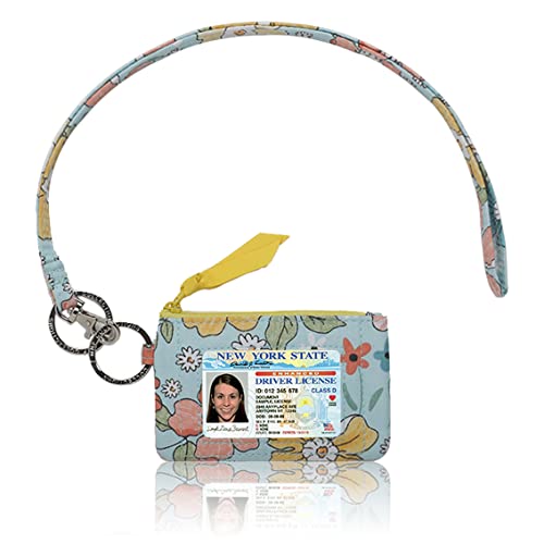 MNF Collections Lanyard with Wallet - Zip ID Case with Lanyard - ID Holder for Cash, Cards, Coin - Durable Card Holder Keychain with Zippers - Premium Quality Cotton - Serene - Image 1