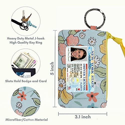 MNF Collections Lanyard with Wallet - Zip ID Case with Lanyard - ID Holder for Cash, Cards, Coin - Durable Card Holder Keychain with Zippers - Premium Quality Cotton - Serene - Image 4