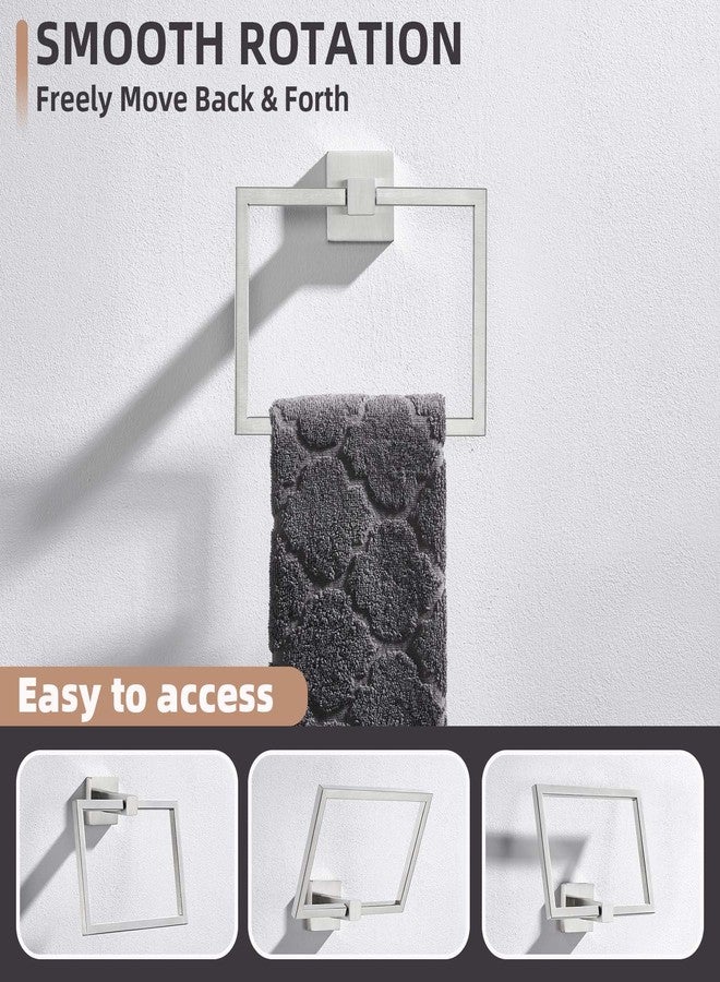 Angle Simple Hand Towel Ring Swivel Brushed Nickel, Angle Simple SUS 304 Stainless Steel Square Towel Holder for Bathroom Wall, 7.09 Inches - Image 3