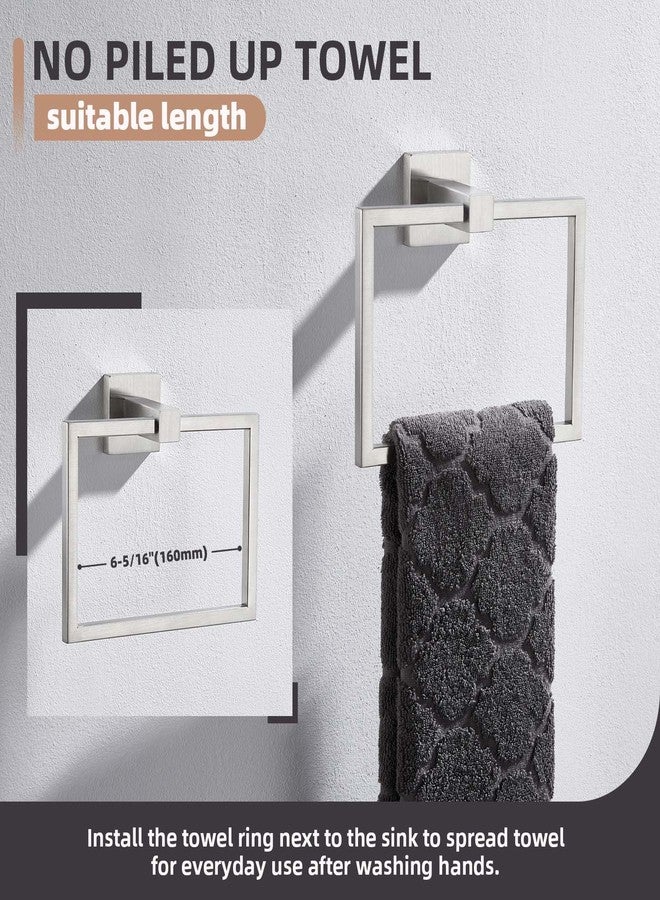 Angle Simple Hand Towel Ring Swivel Brushed Nickel, Angle Simple SUS 304 Stainless Steel Square Towel Holder for Bathroom Wall, 7.09 Inches - Image 5