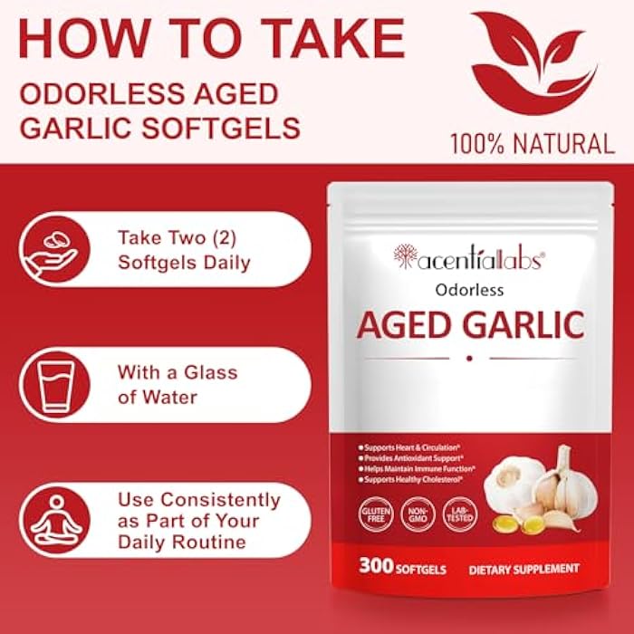 O.SECERT Odorless Garlic Softgels | 500mg Per Serving | 300 Softgels, 150 Servings | Non-GMO, Gluten Free Supplement for Heart, Circulatory & Immune Support - Image 4