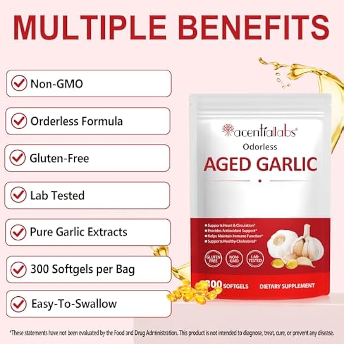 O.SECERT Odorless Garlic Softgels | 500mg Per Serving | 300 Softgels, 150 Servings | Non-GMO, Gluten Free Supplement for Heart, Circulatory & Immune Support - Image 3