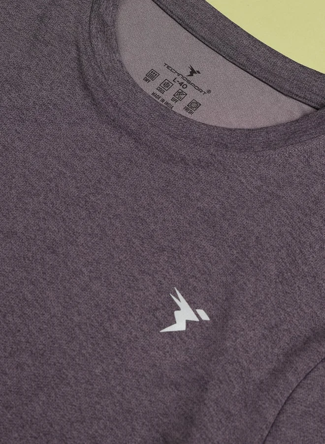 Technosport purple Melange Short Sleeve Slim Fit T-Shirt for Men | Best Price UAE