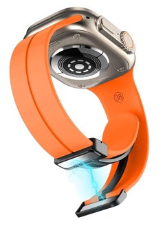 ten.tech TenTech Silicone Magnetic Sports Band for Apple Watch Ultra/Ultra 2, Size 49mm 45mm 44mm 42, Soft Band for iWatch Series 9/8/7/6/5/4/3/2/1/SE - orange  - Image 2