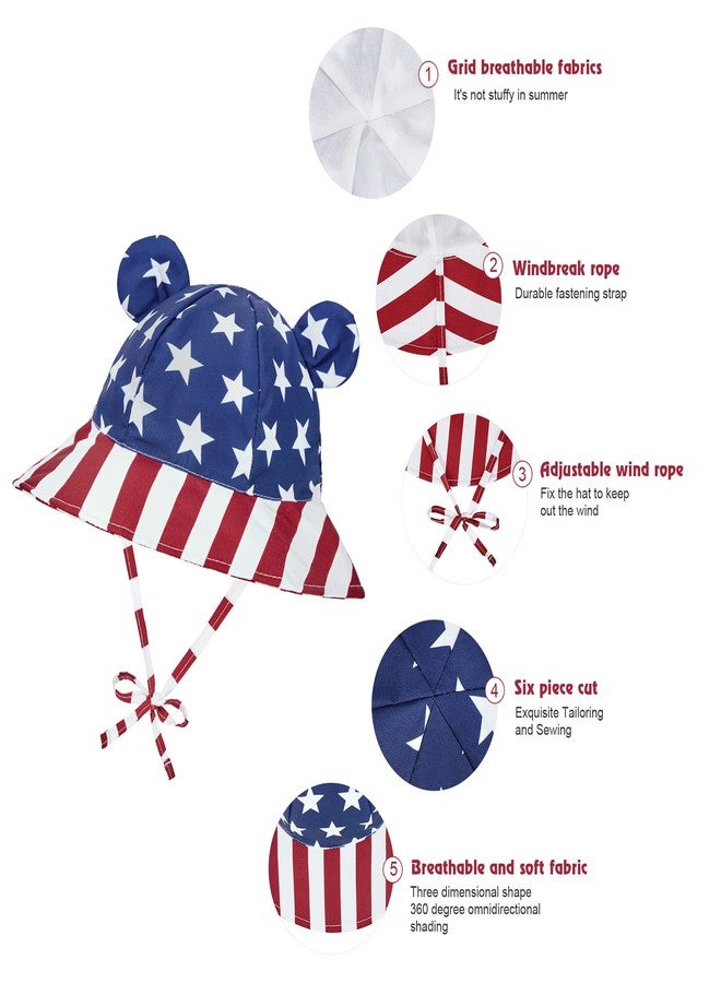 Zando Baby 4th of July Bucket Hat Newborn American Flag Sun Hat Toddler Red White and Blue Bucket Hats Patriotic USA Bucket Hat Baby Sun Hat 0-3 Months for Boys Girls American Flag 0-6 Months - Image 4