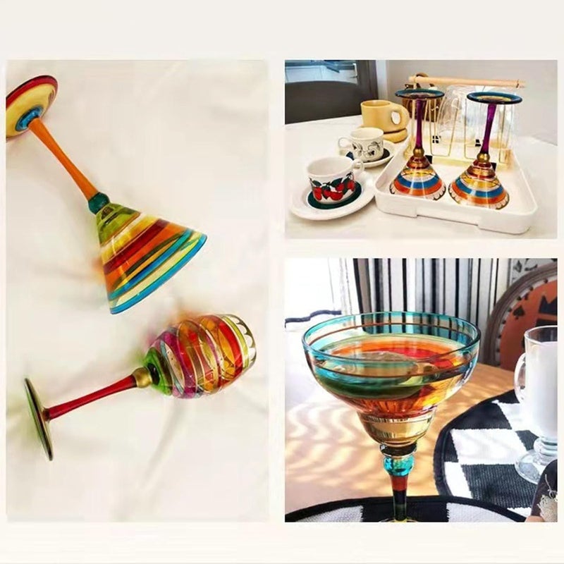 Margarita Glass Cup Intricate Hand Painted Pattern Colorful Mexicans Cocktail Drinkware for Party Decoration Glass Cups for Parties - Image 4