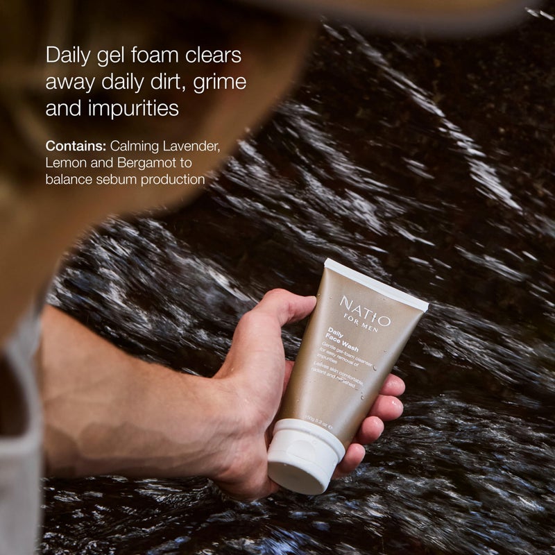 Natio Australia For Men Daily Face Wash, 5.2 oz - Facial Cleanser - Lemon, Bergamot, Lavender - Face Wash for Men - Face Cleanser for All Skin Types - Image 3