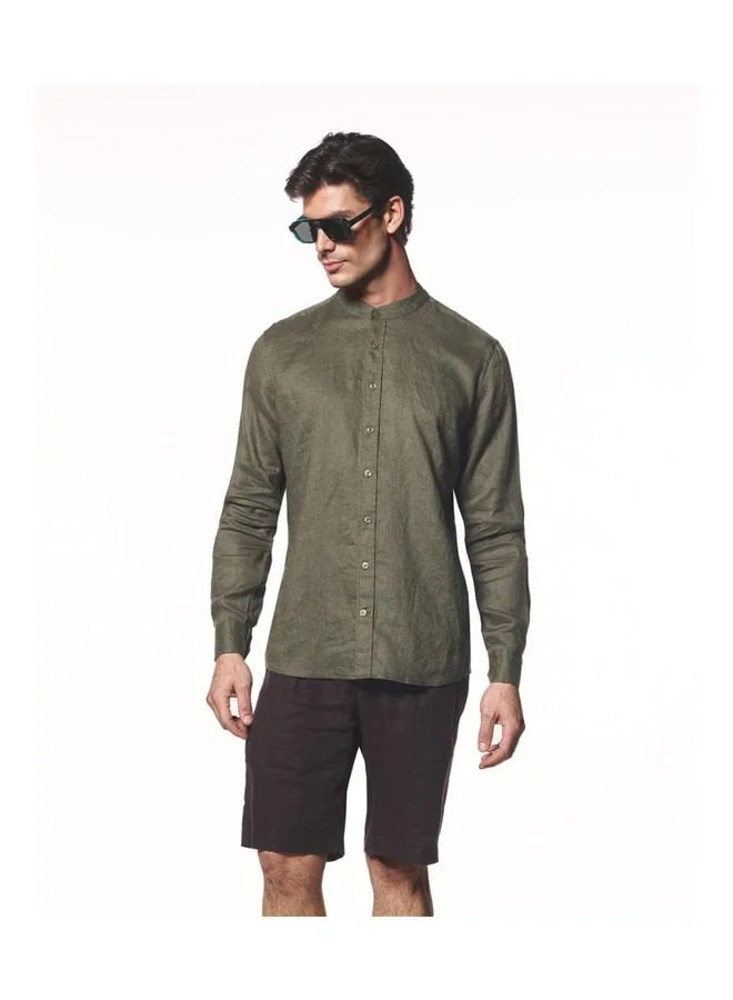 100% Linen Collared Shirt.