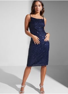 Sequin Side Slit Dress