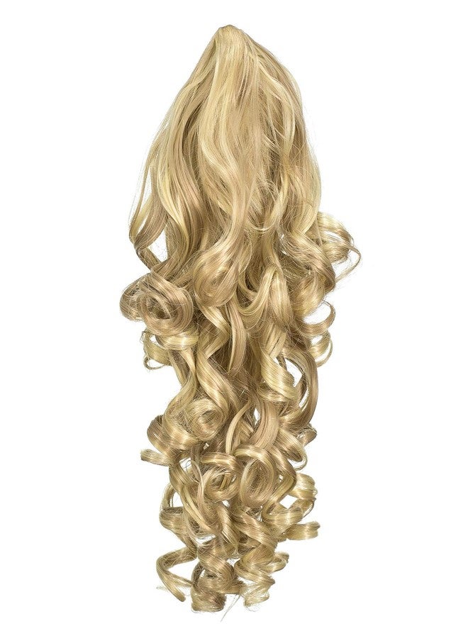 SWACC Short Claw Clip Synthetic Curly Ponytail Hairpiece Extension (12-Inch Dark Honey Blonde/Bleach Blonde Highlights-16H613#) - Image 5