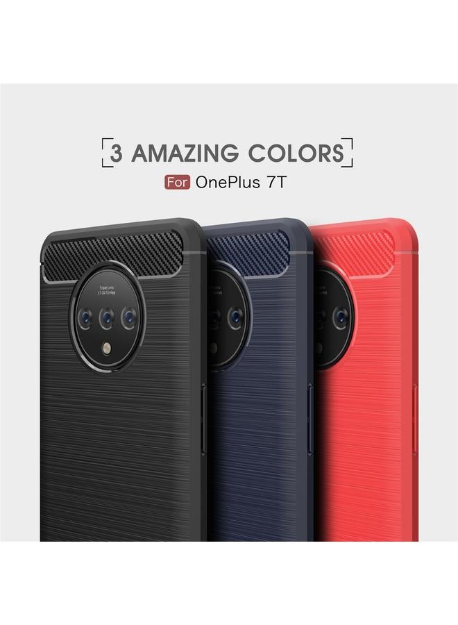 S-TOP Case For Oneplus 7T Brushed Texture Carbon Fiber TPU Case - Image 5