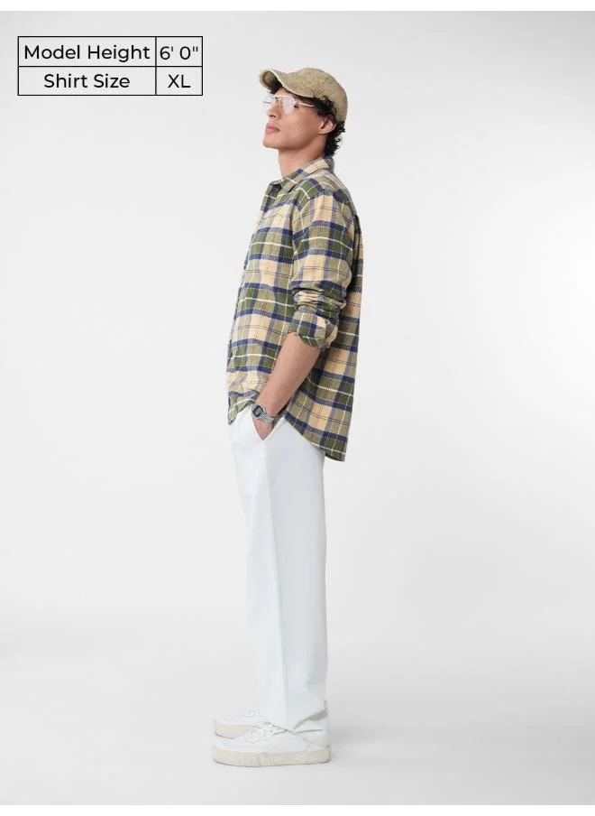 The Souled Store The Souled Store Men Plaid Cedar Mustard Relaxed Fit Shirts