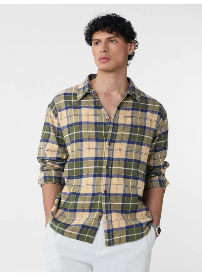The Souled Store The Souled Store Men Plaid Cedar Mustard Relaxed Fit Shirts