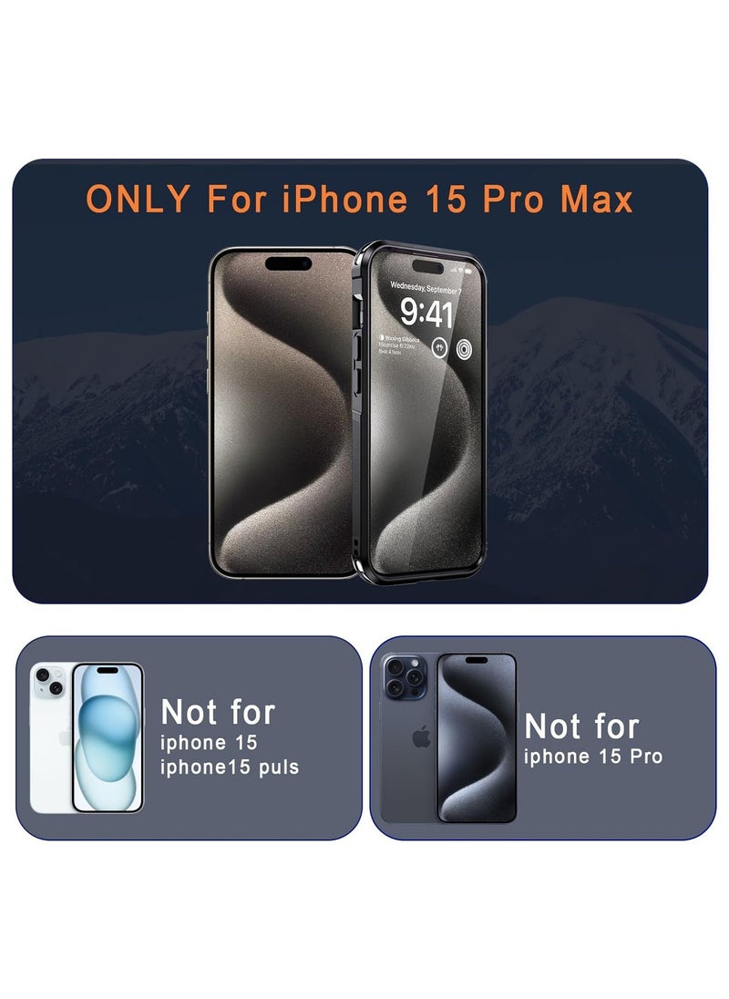 vesus 5 in1 Magnetic for iPhone 15 Pro Max Case Black with MagSafe - Military Grade Shockproof for iPhone 15 Pro Max Phone Case Cover, 2 Tempered Glass Screen Protector+2 Camera Lens Protector Accessory - Image 2