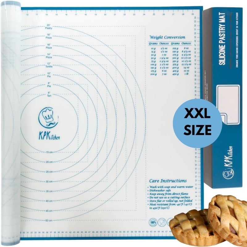 XXL Silicone Pastry Mat  NonSlip EasyClean Rolling Mat for Dough Cookies Pizza  Fondant  Extra Large 235 x 315 Baking Mat with Printed Measurements  Conversion Chart