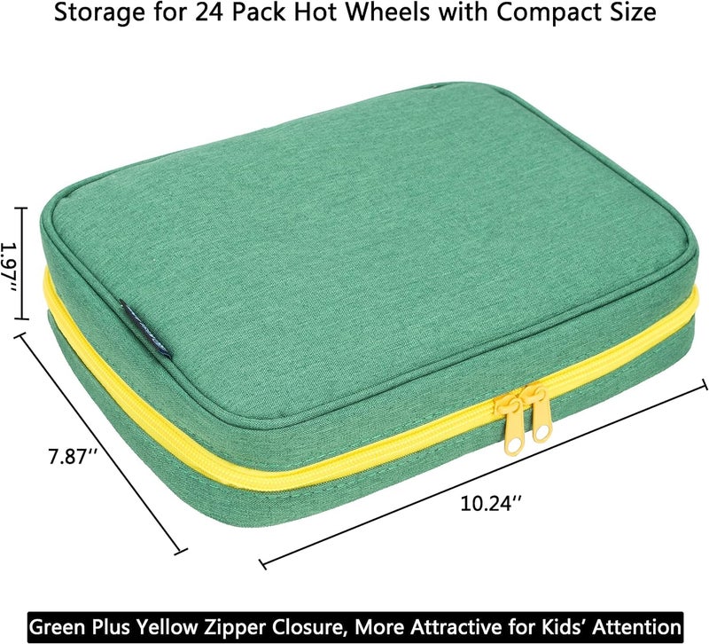 KISLANE 24 Toy Cars Storage for Toy Cars, Storage Case Compatible with 24 Toy Cars, Matchbox Cars, Mini Toys, Toy Cars Storage for Kids, Bag Only (Green) - Image 3