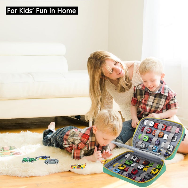 KISLANE 24 Toy Cars Storage for Toy Cars, Storage Case Compatible with 24 Toy Cars, Matchbox Cars, Mini Toys, Toy Cars Storage for Kids, Bag Only (Green) - Image 5