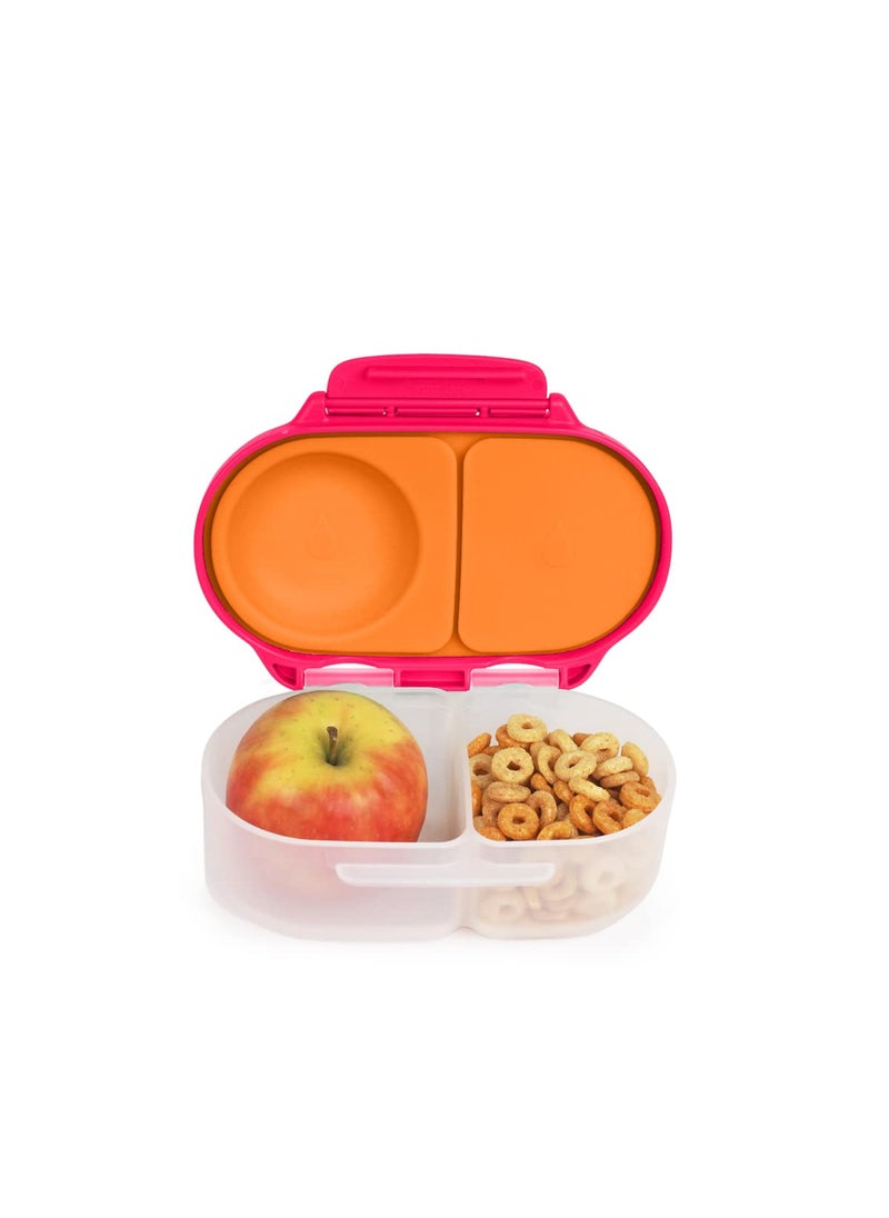 b.box b.box Snack Box for Kids & Toddlers: 2 Compartment Snack Containers  Mini Bento Box  Lunch Box. Leak Proof  BPA free  Dishwasher safe. School Supplies. Ages 4 months+ (Strawberry Shake  12oz capacity)  - Image 1