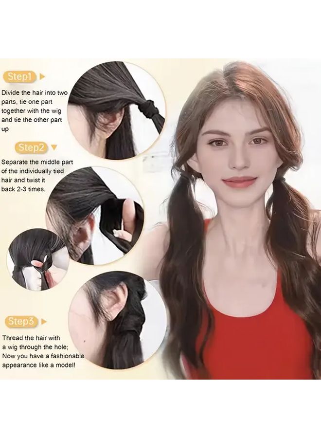 Light Brown 16inch Ponytail With Heat Resistant Rubber Bands For Voluminous Curly Wave Look - Image 2