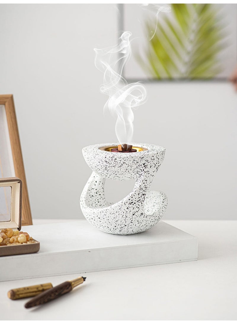 Aromancy White Ceramic Bakhoor Incense Burner（Size: 11.5 × 10.8 cm） Modern Oud Incense Holder for Arabic Incense Wood Heat Resistant Ceramic Incense Burner for Home Fragrance Prayer Meditation & Ramadan Decor - Image 1