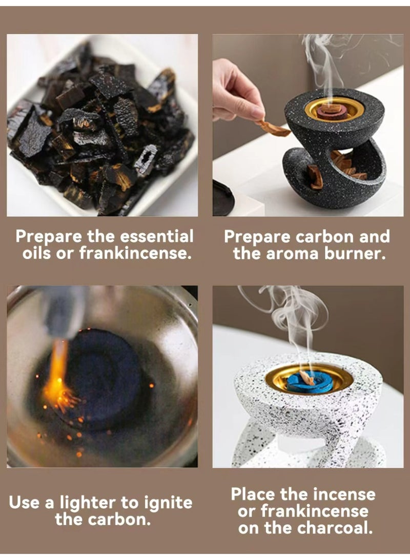 Aromancy White Ceramic Bakhoor Incense Burner（Size: 11.5 × 10.8 cm） Modern Oud Incense Holder for Arabic Incense Wood Heat Resistant Ceramic Incense Burner for Home Fragrance Prayer Meditation & Ramadan Decor - Image 3