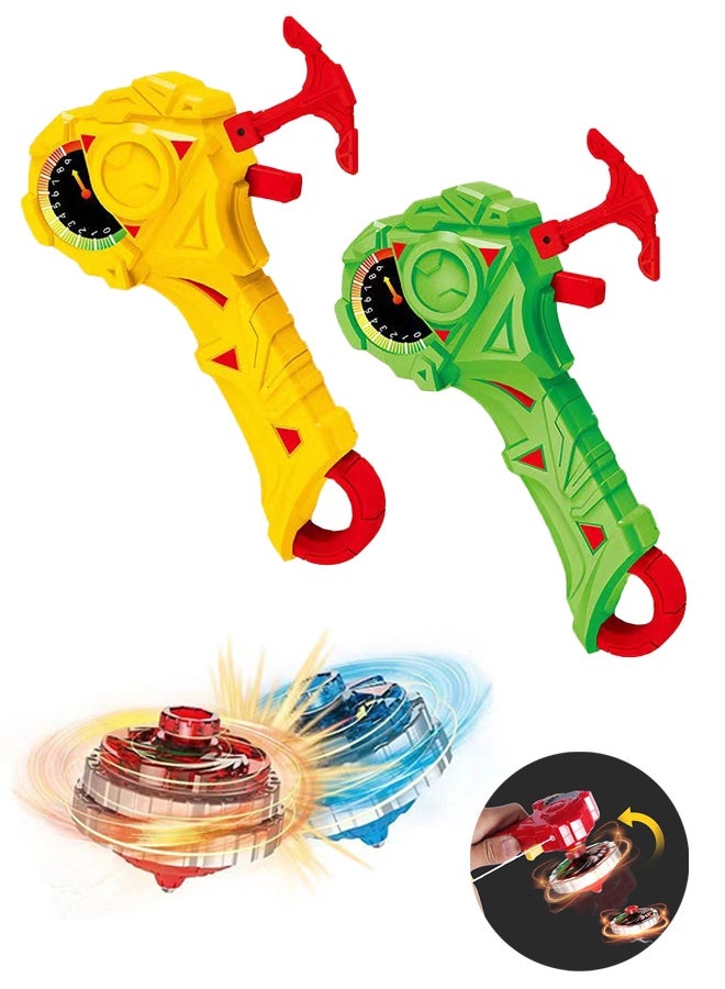 ليمون قطعتان من لعبة "باتل توب" مع قاذفة قتالية من نوع "بيرست بليد" مزودة بمقبض قاذف مخصص (أصفر وأخضر). - Image 1