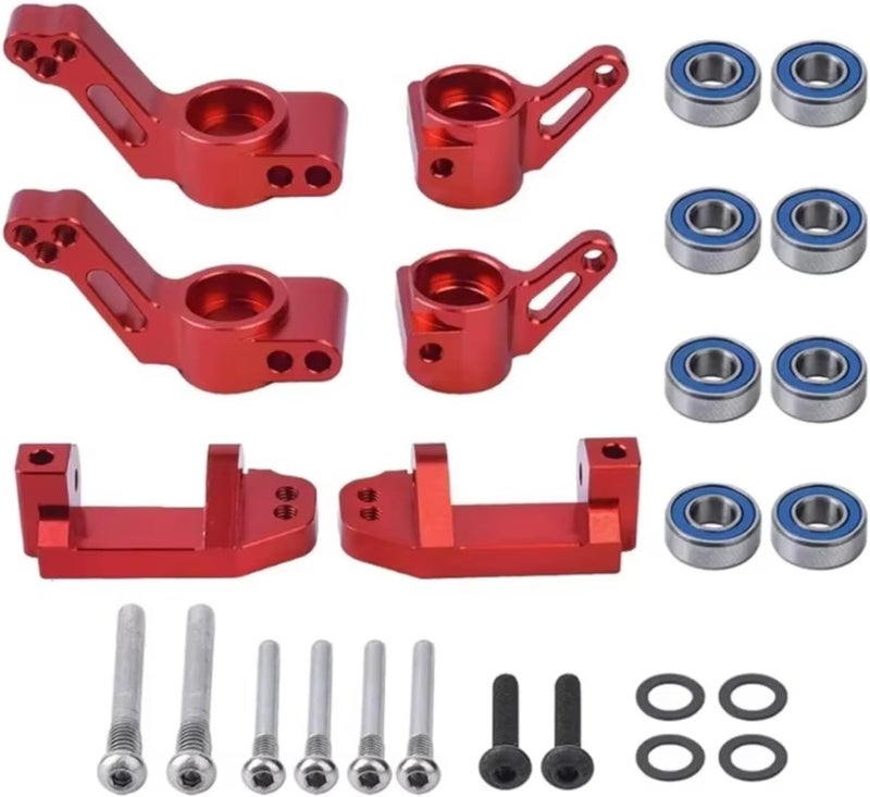 Red Metal Front Caster Block Steering Knuckles Kit For 1 10 Scale RC Cars - Image 1