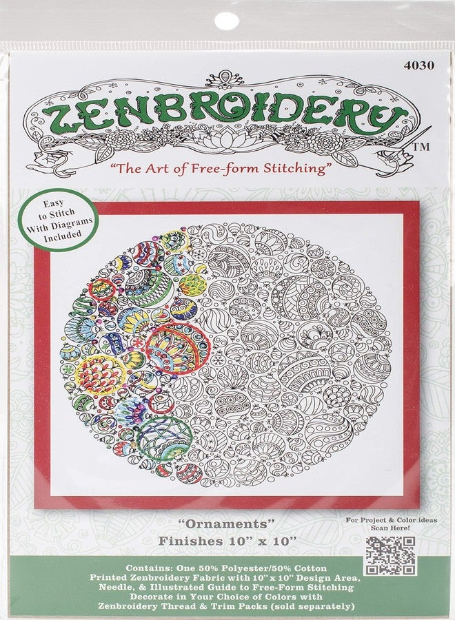 Design Works Crafts 4030 Zenbroidery Kit, Christmas Ornaments, Multicolor - Image 1