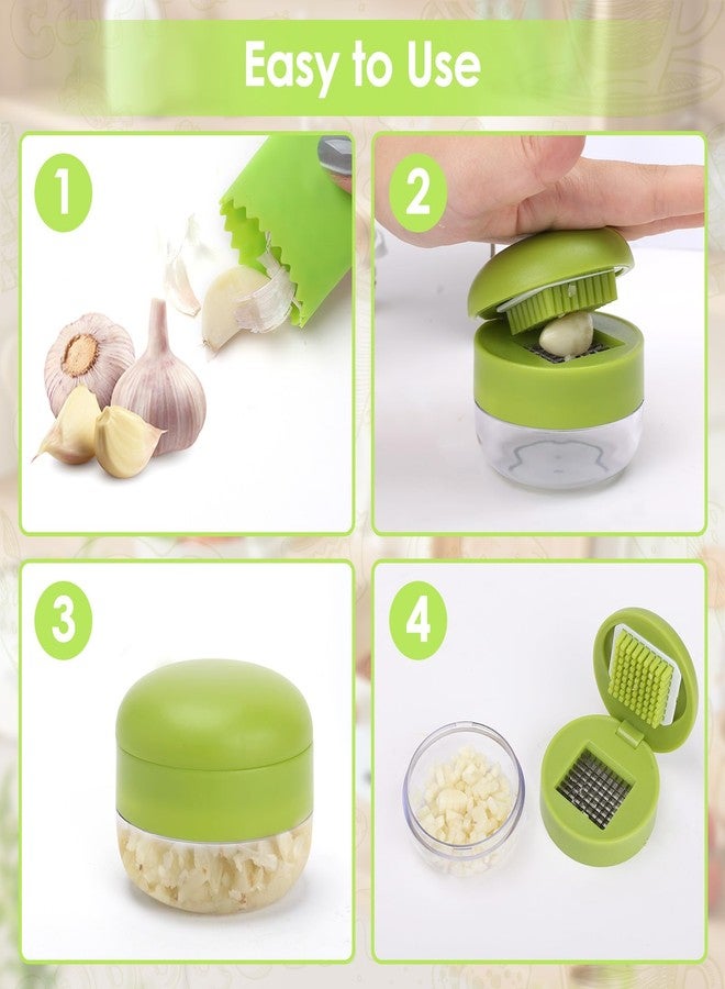 Foyucool Garlic Press Set, 2Pcs Garlic Masher, with Silicone Garlic Peeler and Cleaning Brush, Stainless Steel Blades, Easy to Use, for Grating Garlic, Ginger and Fruit - Image 5