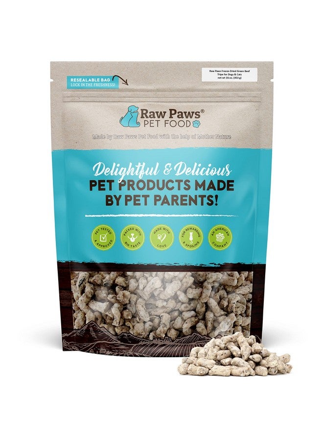 Raw Paws FreezeDried Green Beef Tripe For Dogs & Cats, 16 Oz  Made In Usa Green Beef Tripe Dog Food  FreeRange Cow Tripe Without Added Steroids Or Antibiotics  Raw FreezeDried Green Tripe - Image 1