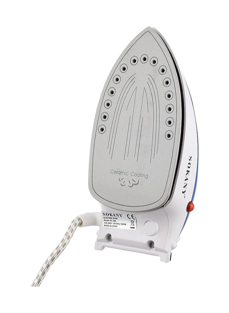 Sokany PL-368 Steam Iron with Thermostat Control, 1000 Watt for Travel - Image 3
