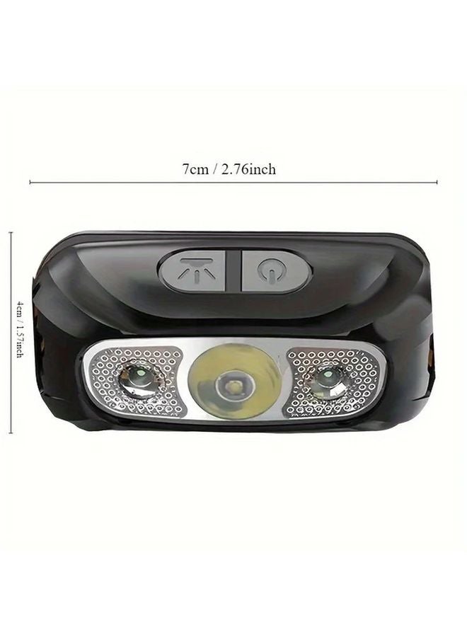 Black Induction LED Headlamp USB Rechargeable Portable ABS Three Modes for Camping Cycling Fishing Running - Image 4