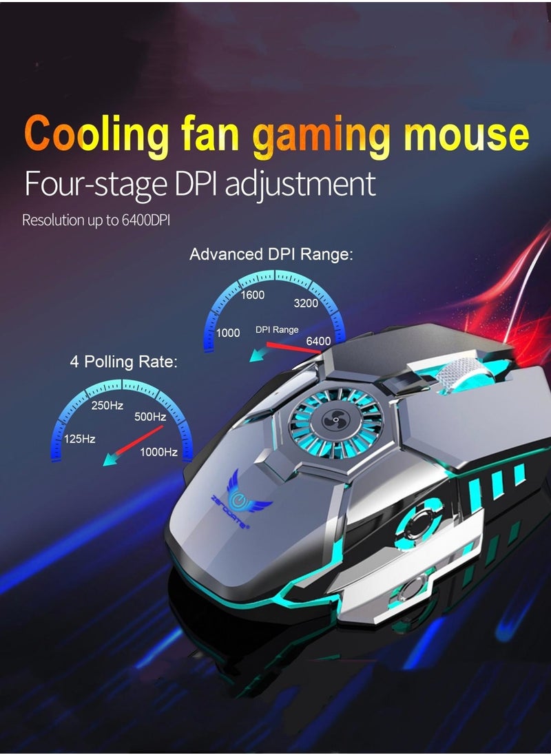 ZERODATE Cooling Fan RGB Gaming Mouse Wired USB 6400DPI Macro Programming 20 Million Clicks 7 Types Of RGB Lighting Computer Mice For Computer PC  - Image 2