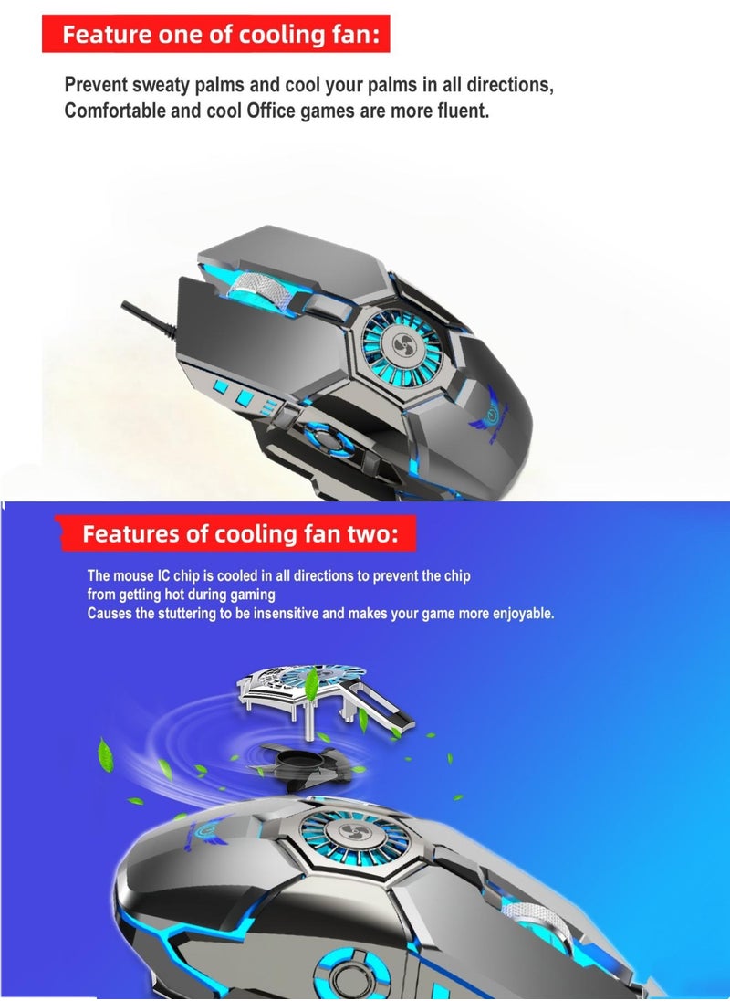 ZERODATE Cooling Fan RGB Gaming Mouse Wired USB 6400DPI Macro Programming 20 Million Clicks 7 Types Of RGB Lighting Computer Mice For Computer PC  - Image 5