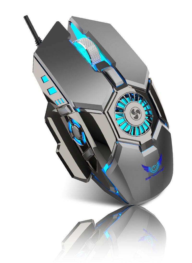 ZERODATE Cooling Fan RGB Gaming Mouse Wired USB 6400DPI Macro Programming 20 Million Clicks 7 Types Of RGB Lighting Computer Mice For Computer PC  - Image 1