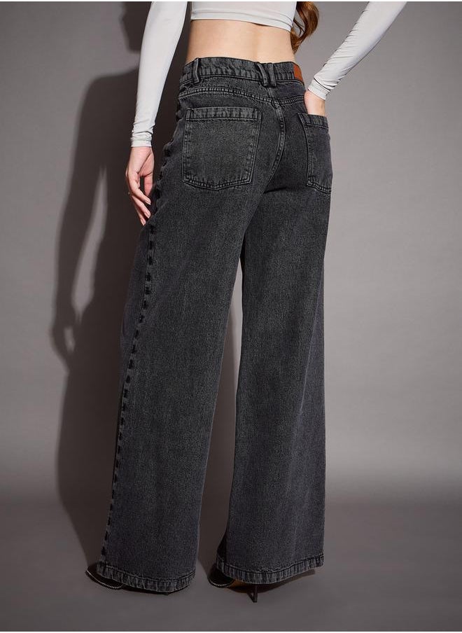 SASSAFRAS Low Rise Wide Leg Jeans by Styli  - Image 5