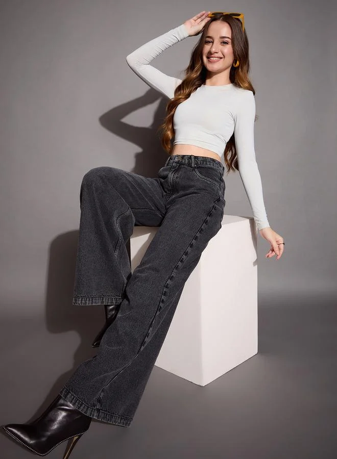 SASSAFRAS Low Rise Wide Leg Jeans by Styli