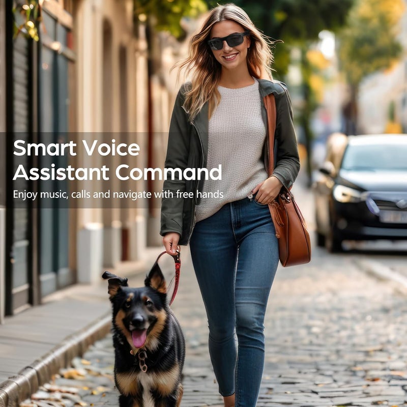 نظارات شمسية بلوتوث مع مكبر صوت، نظارات ذكية مع ميكروفون مدمج، حماية الأشعة فوق البنفسجية، تصميم الأذن المفتوحة، مساعد صوتي، نظارات صوتية في الهواء الطلق - Image 3