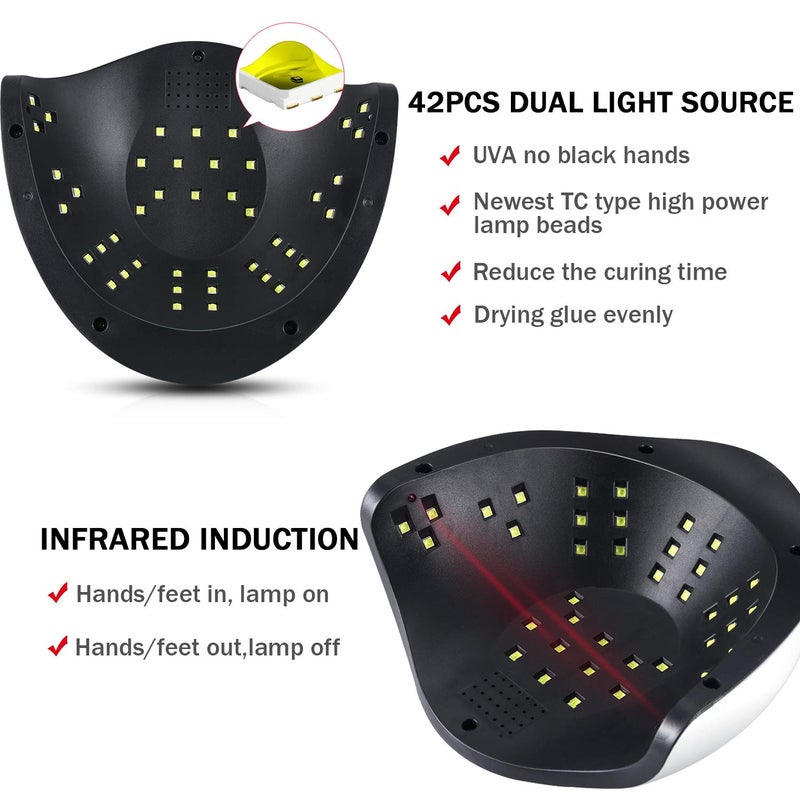 Sunrich UV Gel Nail Lamp 120W LED Nail Light Fast Dryer for Gel Polish Curing with 4 Timers Portable Handle Large Space Automatic Sensor (White) - Image 4