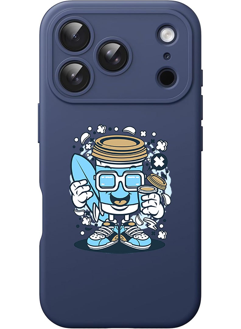 Theodor Protective Slim Fit Case Liquid Silicone Cover with Full Body Protection Anti-Scratch Shockproof Case For Apple iPhone 17 Pro Max (Blue) Coffee can - Image 1