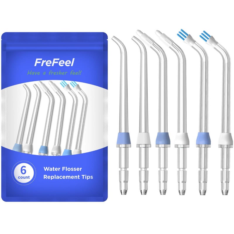 FreFeel Replacement Heads for Waterpik Water Flosser (2 Classic Jet Tips & 2 Orthodontic Tips & 2 Plaque Seeker Tips) - Image 1