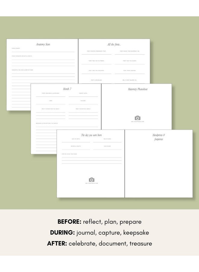 Lamare دفتر حمل للأمهات الجدد 2024، ألبوم حمل، هدية للأم المنتظرة، مستلزمات الحمل، مخطط الحمل بغطاء من الكتان ومساحات للصور | ضروريات الحمل، 9.5 × 9 بوصات - Image 4