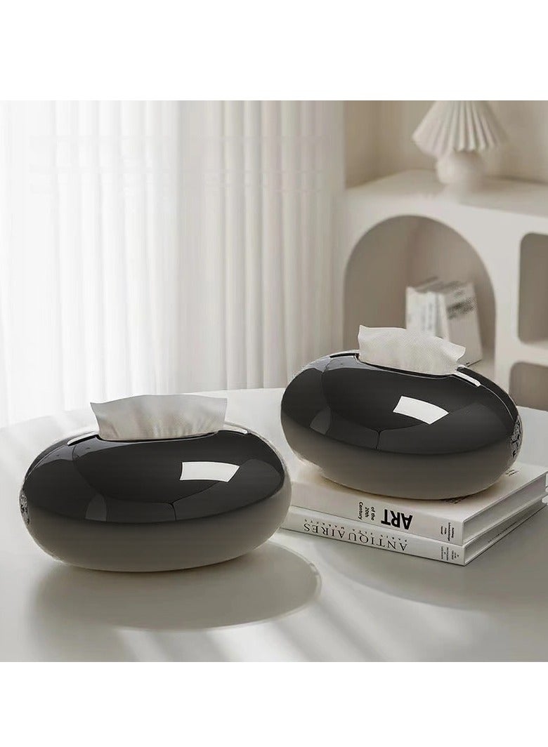 High-end creative tissue box holder, suitable for placement on the coffee table in the living room, table decoration, enhance home style, black.  - Image 1
