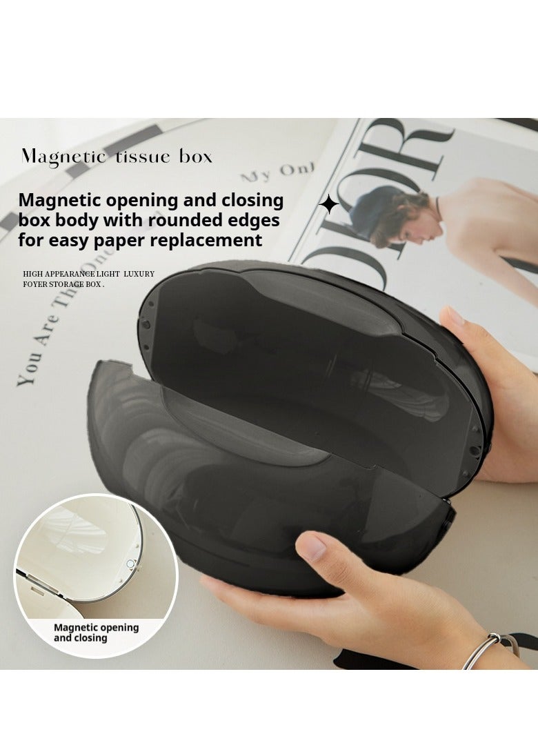 High-end creative tissue box holder, suitable for placement on the coffee table in the living room, table decoration, enhance home style, black.  - Image 4